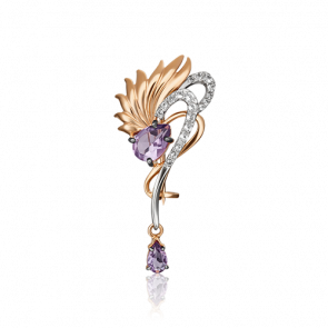 Брошь из комбинированного золота Platina с топазом и аметистом 04-0244-00-225-1111-57 фото