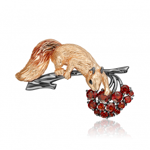 Брошь из комбинированного золота Platina с гранатом и эмалью 04-0297-00-204-1111 фото