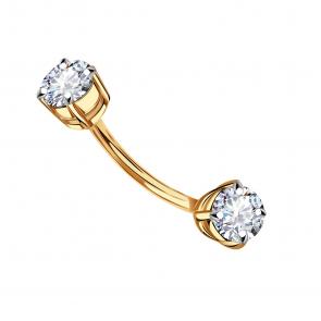 Золотой пирсинг в пупок Золотые узоры с цирконием 04-05-0011-00 фото