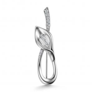 Серебряная брошь АЛЬКОР с фианитом 04-4054/00КЦ-00 фото