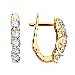 Золотые серьги Золотые узоры с цирконием 04-52-0003-00 фото