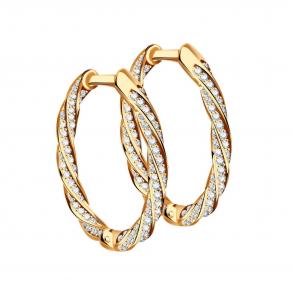 Золотые серьги Золотые узоры с цирконием 04-52-0747-00 фото