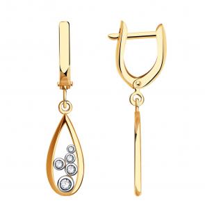 Золотые серьги Золотые узоры с цирконием 04-52-0768-00 фото