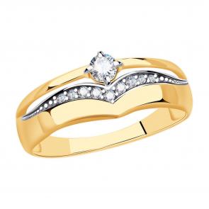 Золотое кольцо Золотые узоры с цирконием 04-61-0021-00 фото