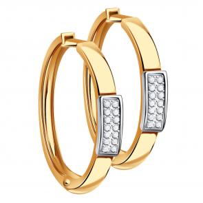 Золотые серьги Золотые узоры с цирконием 04-62-0392-01 фото