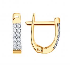 Золотые серьги Золотые узоры с цирконием 04-62-0538-00 фото