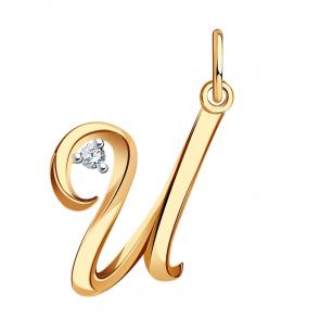 Золотая подвеска-буква И Золотые узоры с цирконием 04-63-0275-00 фото