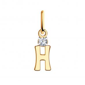 Золотая подвеска-буква Н Золотые узоры с цирконием 04-63-0383-00 фото