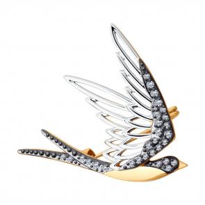 Золотая брошь SOKOLOV с фианитом 040318 фото