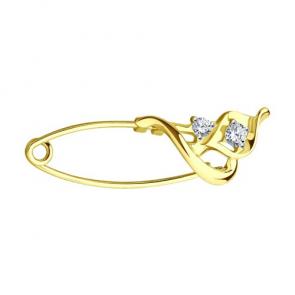 Булавка из лимонного золота SOKOLOV с фианитом 040333-2 фото