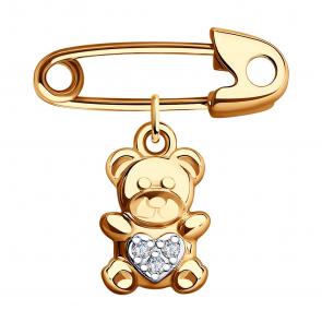 Золотая булавка SOKOLOV с фианитом 040337 фото