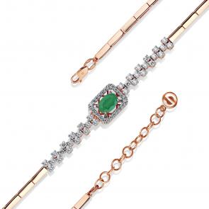Золотой браслет ERA Jewellery с бриллиантом и изумрудом 05-03147-01-010-07-01 фото