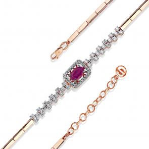 Золотой браслет ERA Jewellery с бриллиантом и рубином 05-03147-01-011-07-01 фото