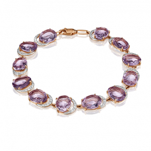 Золотой браслет Platina с фианитом и аметистом 05-0527-00-209-1110-46 фото