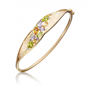 Браслет из лимонного золота Platina с фианитом, аметистом, хризолитом и цитрином 05-0534-00-251-1130-46 фото