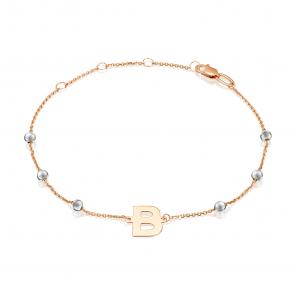 Браслет-буква В из комбинированного золота Platina 05-0849-В-000-1111 фото