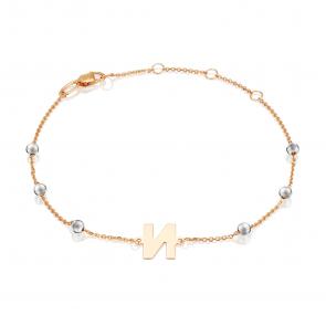 Браслет-буква И из комбинированного золота Platina 05-0849-И-000-1111 фото