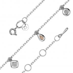Серебряный браслет АЛЬКОР с бриллиантом и золотой накладкой 05-3527/000Б-00 фото