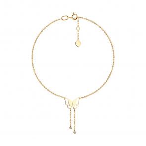 Золотой браслет на ногу SOKOLOV с фианитом 050869 фото