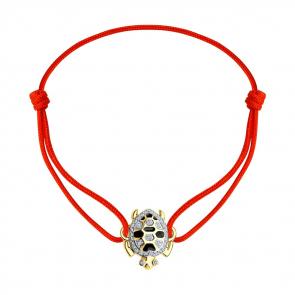 Текстильный шнурок с декоративным элементом из лимонного золота SOKOLOV с фианитом и эмалью 051015-2 фото