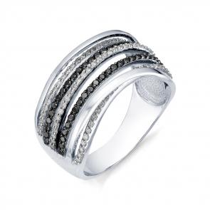 Кольцо из белого золота Мастер Бриллиант с бриллиантом и чёрным бриллиантом 05M1-105-612 фото