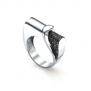 Кольцо из белого золота Мастер Бриллиант с чёрным бриллиантом 05M1-107-053 фото