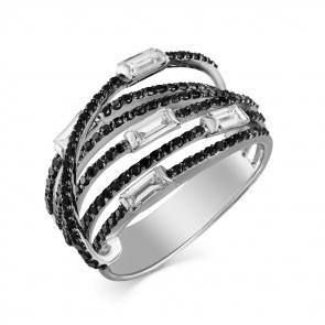 Кольцо из белого золота Мастер Бриллиант с бриллиантом и чёрным бриллиантом 05M1-107-618/2-55 фото