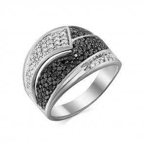Кольцо из белого золота Мастер Бриллиант с бриллиантом и чёрным бриллиантом 05M1-107-750-55 фото