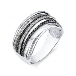 Кольцо из белого золота Мастер Бриллиант с бриллиантом и чёрным бриллиантом 05M1-205612-00-55 фото