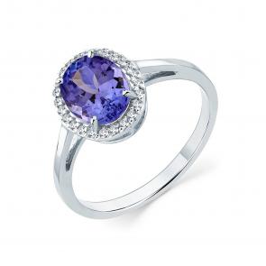 Кольцо из белого золота Мастер Бриллиант с бриллиантом и танзанитом 05M1-206729-00-31 фото