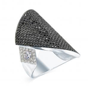 Кольцо из белого золота Мастер Бриллиант с бриллиантом и чёрным бриллиантом 05M1-207124-00-55 фото