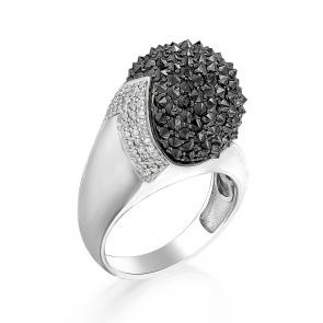 Кольцо из белого золота Мастер Бриллиант с бриллиантом и чёрным бриллиантом 05M1-207148-00-55 фото