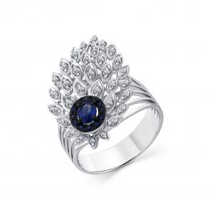 Кольцо из белого золота Мастер Бриллиант с бриллиантом и сапфиром 05M1-207616-00-57 фото
