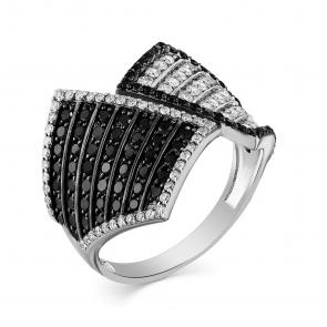 Кольцо из белого золота Мастер Бриллиант с бриллиантом и чёрным бриллиантом 05M1-207667-00-56 фото