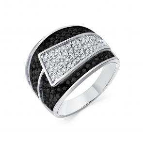 Кольцо из белого золота Мастер Бриллиант с бриллиантом и чёрным бриллиантом 05M1-207750-00-55 фото