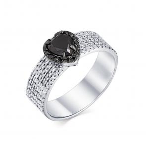 Кольцо из белого золота Мастер Бриллиант с бриллиантом и чёрным бриллиантом 05M1-207781-13-55 фото