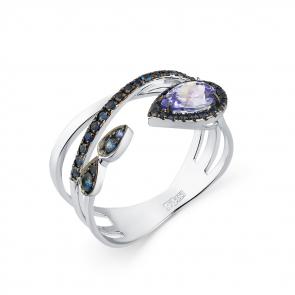 Кольцо из белого золота Мастер Бриллиант с сапфиром и танзанитом 05M1-208417-00-55 фото