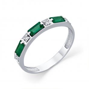 Кольцо из белого золота Мастер Бриллиант с бриллиантом и изумрудом 05M1-208419-00-01 фото