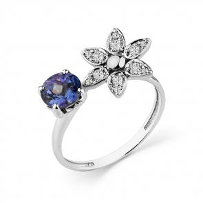 Кольцо из белого золота Мастер Бриллиант с бриллиантом и танзанитом 05M1-208513-00-31 фото