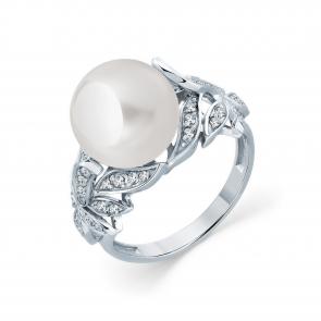 Кольцо из белого золота Мастер Бриллиант с бриллиантом и жемчугом 05M1-208695-01-28 фото
