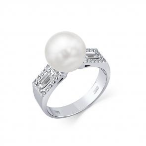 Кольцо из белого золота Мастер Бриллиант с бриллиантом и жемчугом 05M1-208710-01-28 фото