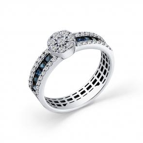 Кольцо из белого золота Мастер Бриллиант с бриллиантом и сапфиром 05M1-208743-00-02 фото