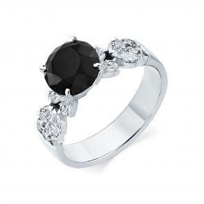 Кольцо из белого золота Мастер Бриллиант с бриллиантом и чёрным бриллиантом 05M1-208746-07-55 фото