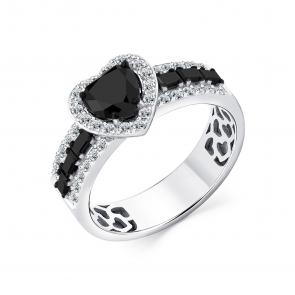 Кольцо из белого золота Мастер Бриллиант с бриллиантом и чёрным бриллиантом 05M1-208772-01-55 фото
