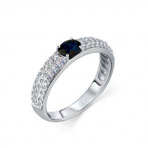 Кольцо из белого золота Мастер Бриллиант с бриллиантом и сапфиром 05M1-208775-00-02 фото