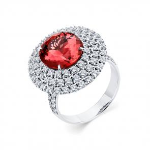 Кольцо из белого золота Мастер Бриллиант с бриллиантом и турмалином 05M1-208862-00-18 фото