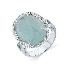 Кольцо из белого золота Мастер Бриллиант с бриллиантом и аквамарином 05M1-209026-02-40 фото