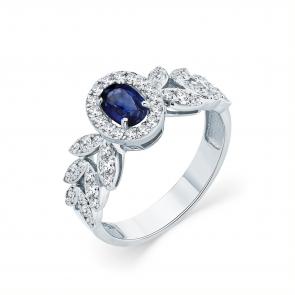 Кольцо из белого золота Мастер Бриллиант с бриллиантом и сапфиром 05M1-209056-00-47 фото