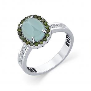 Кольцо из белого золота Мастер Бриллиант с бриллиантом и аквамарином 05M1-209114-00-55 фото