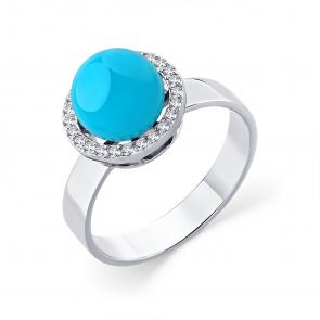 Кольцо из белого золота Мастер Бриллиант с бриллиантом и бирюзой 05M1-209190-00-38 фото